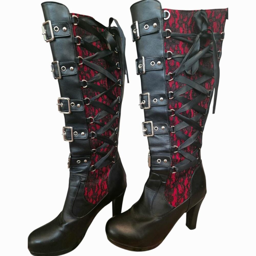 Goth lace up knee